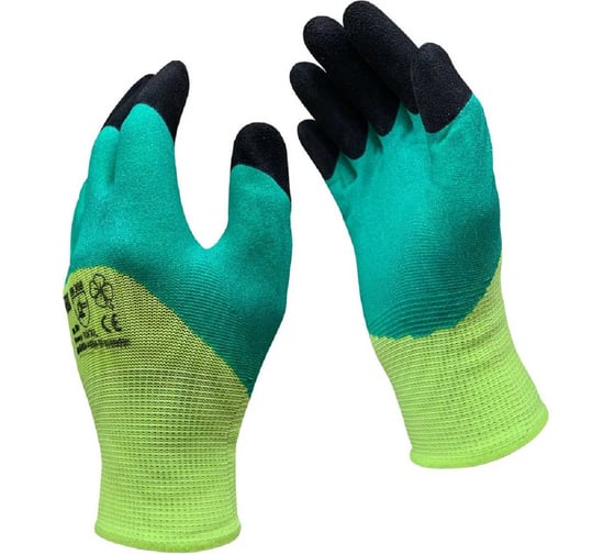 Изображение товара Перчатки рабочие Master-Pro 100 пар. нейлоновые с двойным латексным покрытием ТОРРОН ГРИН (2GB), размер 10 (XL), 3513-NLA2GB-100