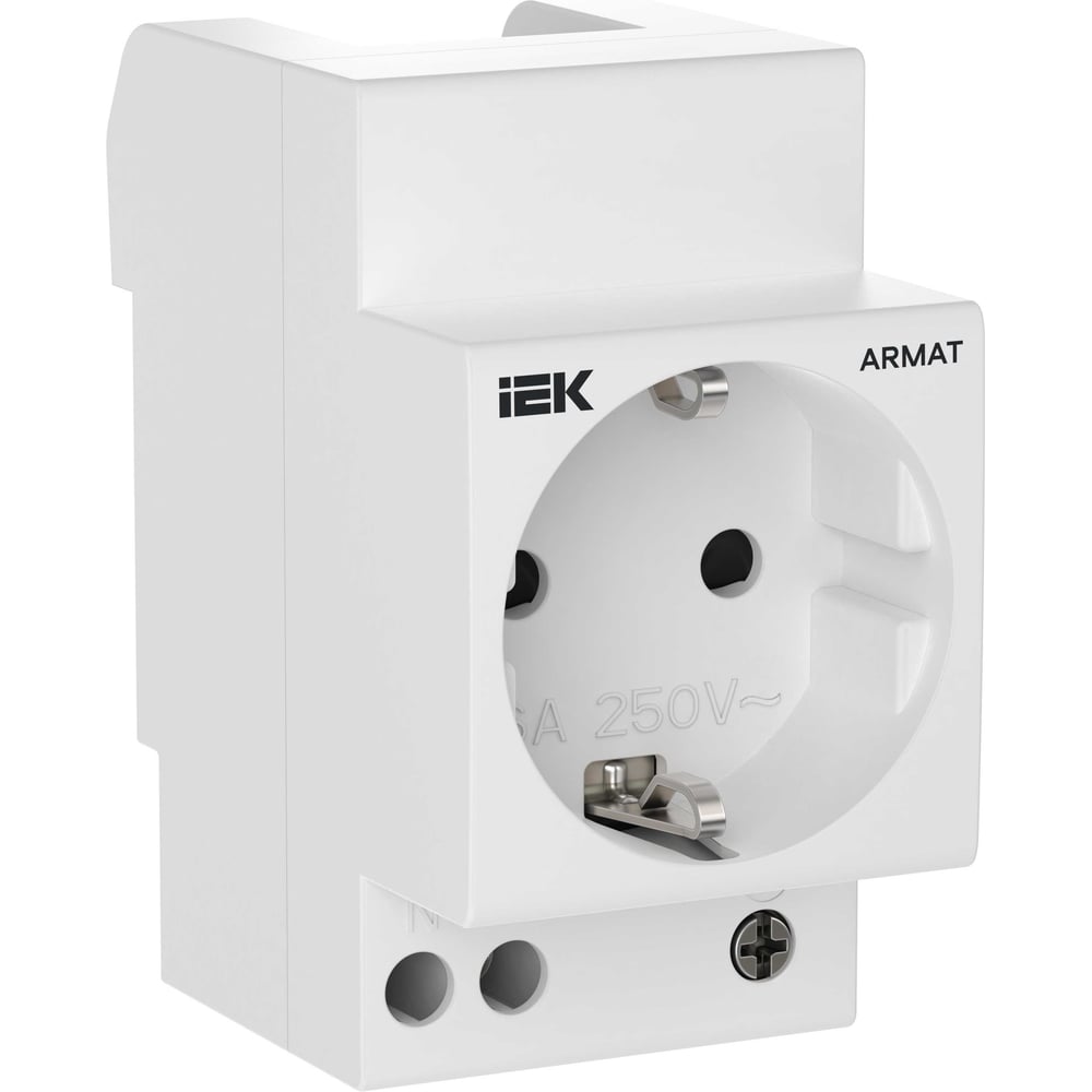 Изображение товара Розетка на DIN-рейку IEK ARMAT 45мм с заземл. с з/ш 16А AR-SOD-G-GND-S-016