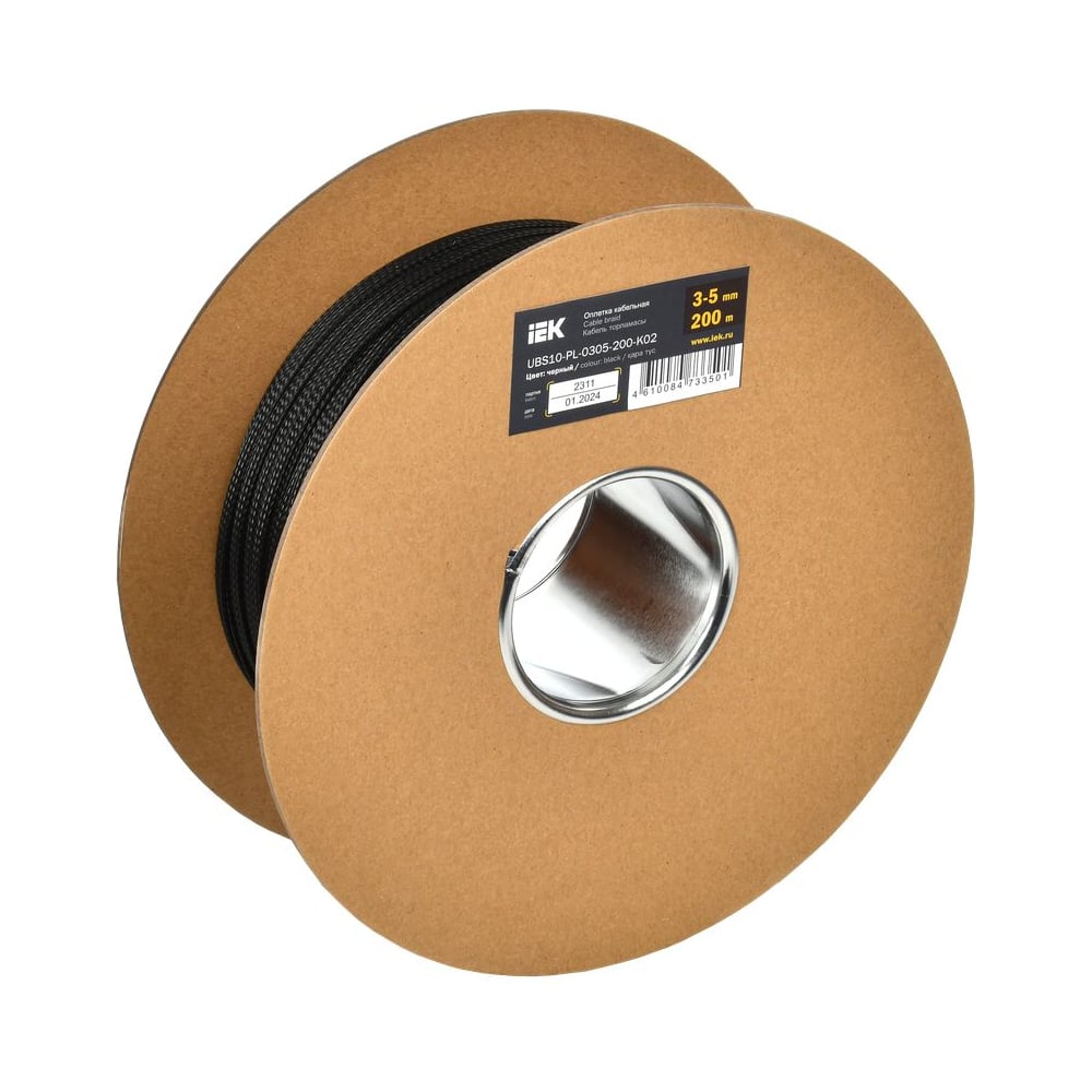 Изображение товара Кабельная оплетка IEK полиэстер черная 200 м для защиты проводов