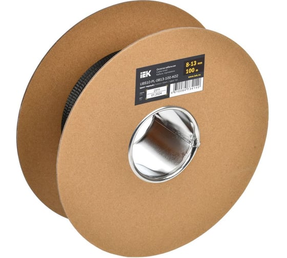 Изображение товара Оплетка кабельная IEK 8-13 мм, полиэстер 100 м, черная UBS10-PL-0813-100-K02