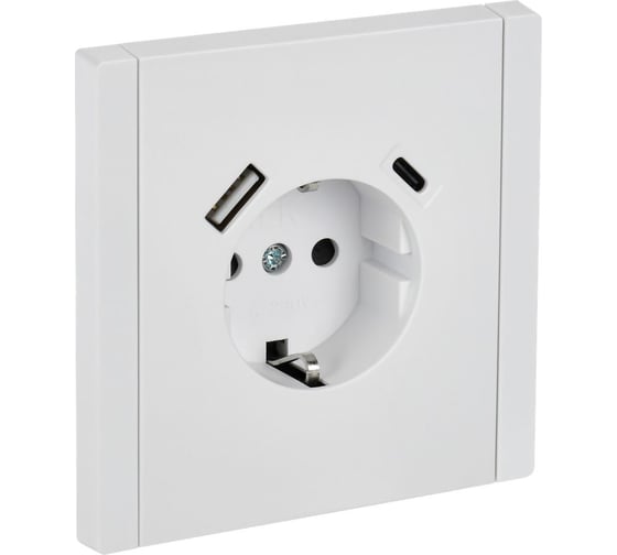 Изображение товара Розетка IEK FORTEPIANO з/к/ш в/к 16А USB A+C 18Вт FP247 белая FP-R14-16-U22-018-K01