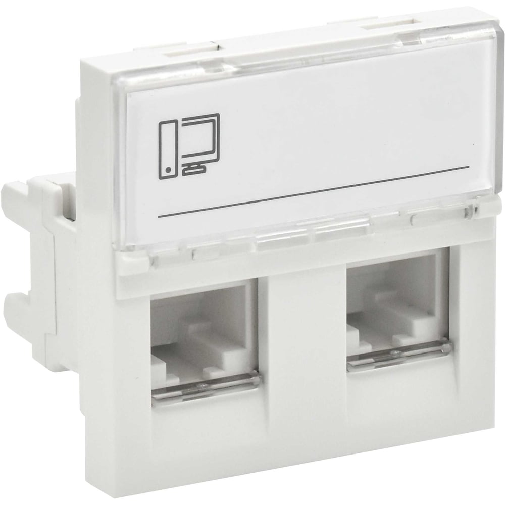 Изображение товара Компьютерная розетка RJ45 кат 5E IEK PRIMER РКИ-22-00-П-5 2 модулЯ белая