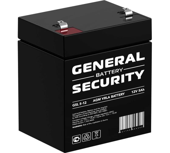 Изображение товара Аккумулятор для ИБП General Security GSL5-12 F2 12В 5 Ач УТ-00001907