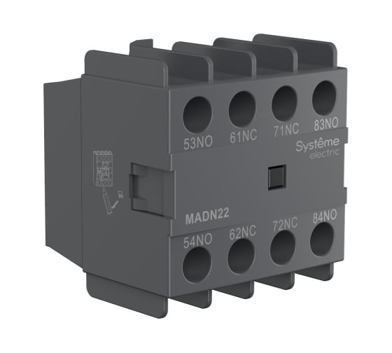 Изображение товара Дополнительный контакт Systeme Electric БЛОК MC1D 1НО+3НЗ фронтальный монтаж MADN13