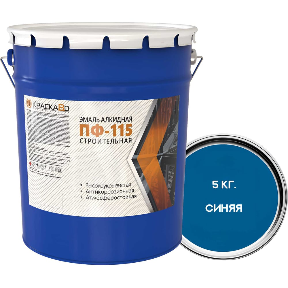 Изображение товара Эмаль Краска Во ПФ-115 синяя строительная 5 кг