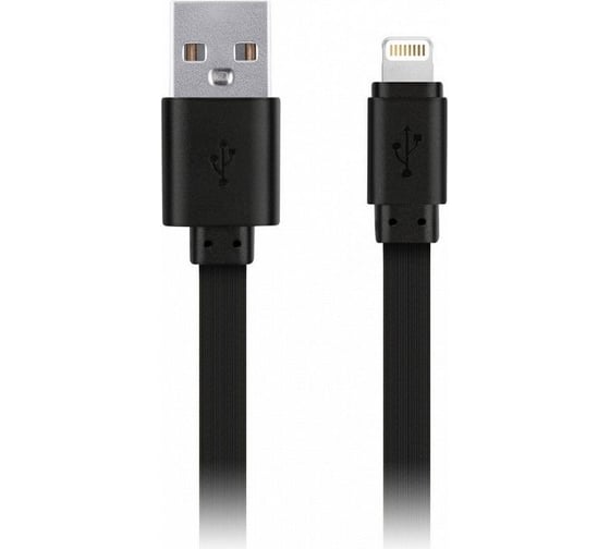 Изображение товара Дата-кабель SMARTBUY USB - 8-pin для Apple плоский, резин, длина 3 м, до 2А, черный iK-530r-2