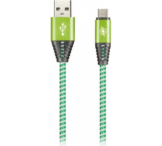 Изображение товара Дата-кабель SMARTBUY MicroUSB HEDGEHOG зеленый 2 А, 1 м iK-12HH green