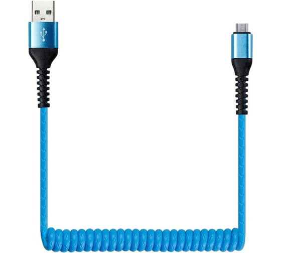 Изображение товара Дата-кабель SMARTBUY USB - 8-pin для Apple спиральный, длина 1 м, синий iK-512sp-blue