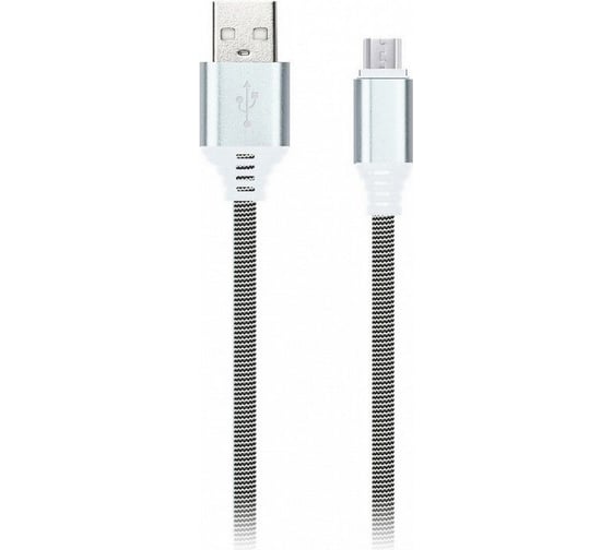 Изображение товара Дата-кабель SMARTBUY MicroUSB кабель в нейлоновой оплетке Socks 1 м, 2А, черно-белый iK-12NS black