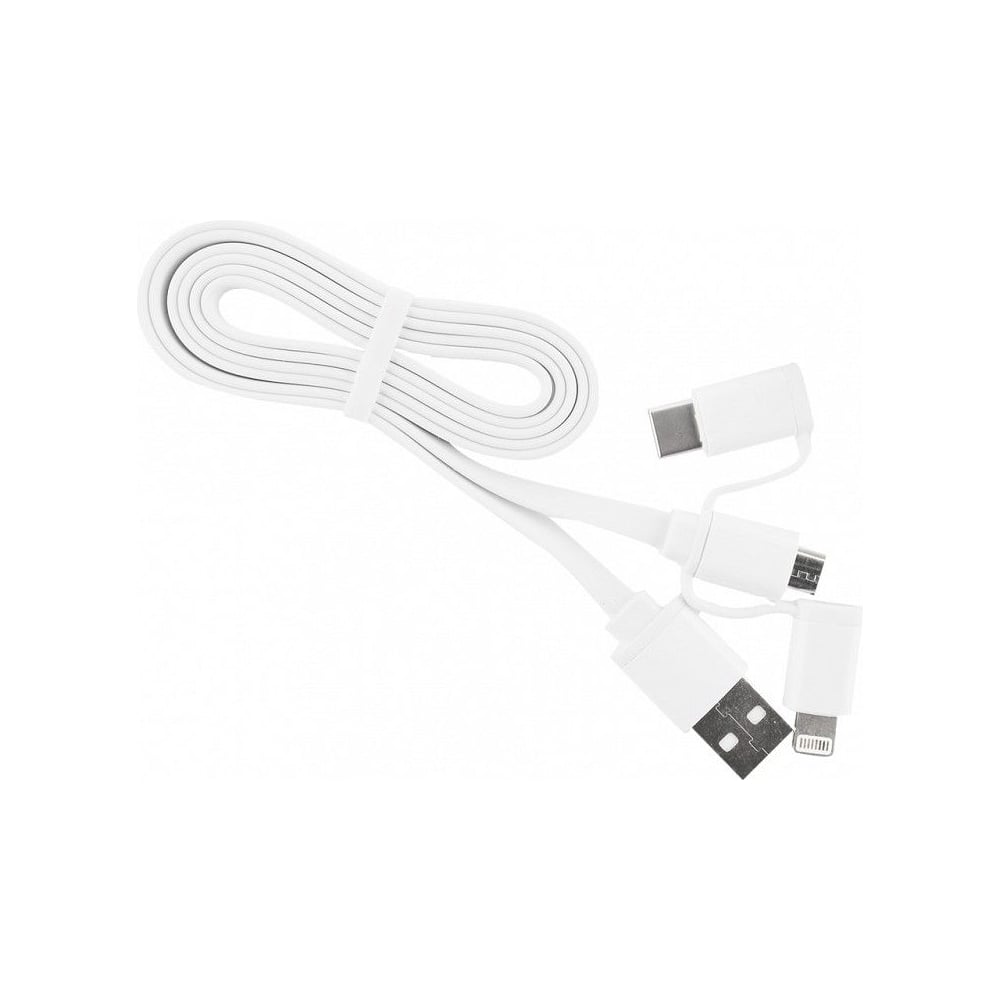 Изображение товара Дата-кабель SMARTBUY USB 3 в 1 Micro+C+8pin для зарядки и передачи данных длина 1.2 м белый