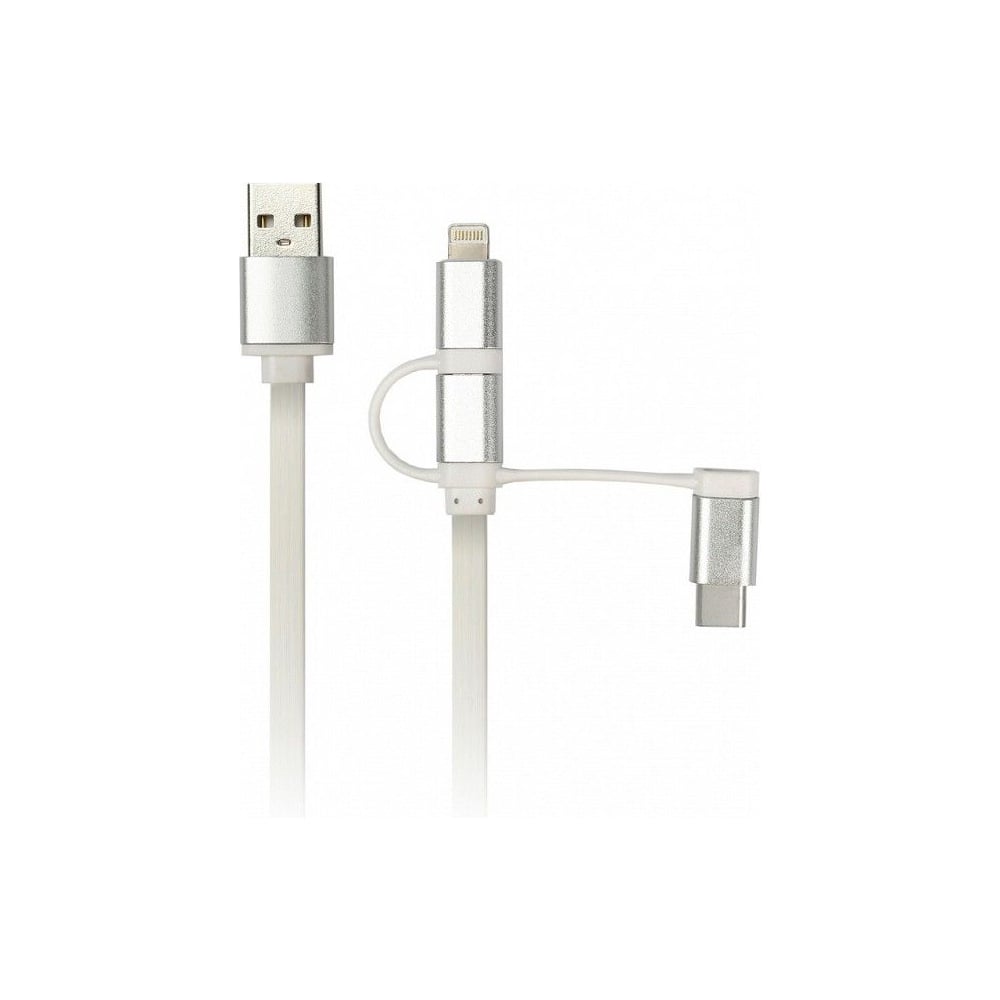 Изображение товара Дата-кабель SMARTBUY USB 3 в 1 Micro Type-C Lightning 1 м белый