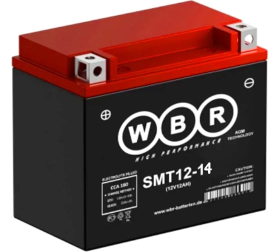 Изображение товара Мото аккумулятор WBR HPS12-14 12В 14 Ач УТ-00002472