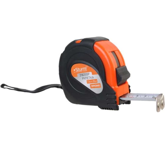 Изображение товара Рулетка Sturm 7,5x25мм, обрезиненная, магнит на зацепе 21825SP