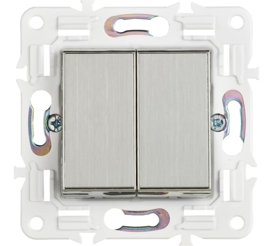 Изображение товара Выключатель 2-клавишный IEK SKANDY 10А SK-V04N никель SK-V20-0-10-K50