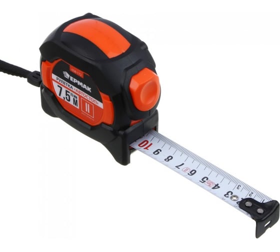 Изображение товара Рулетка ЕРМАК 7.5мx25мм, автостоп, TPR, ABS (XM) 658-172