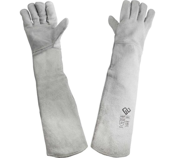 Изображение товара Краги сварщика спилковые пятипалые кевлар удлиненные Оберон HBP-003