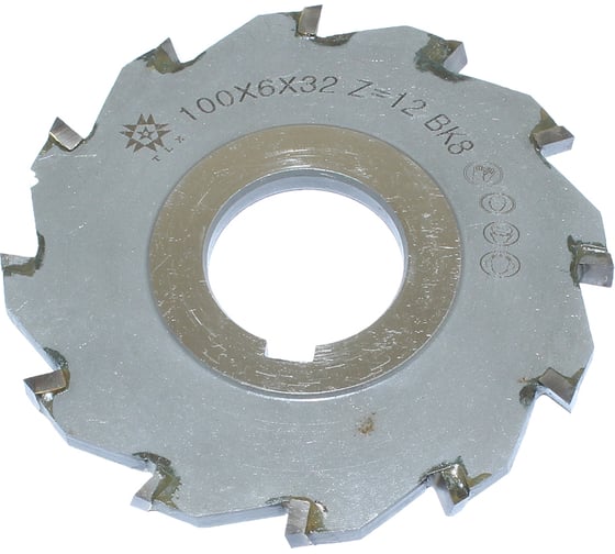 Изображение товара Фреза дисковая TLX 3-х сторонняя 100x6х32, Z=12 ВК8 с разнонаправл.зубьями 75060