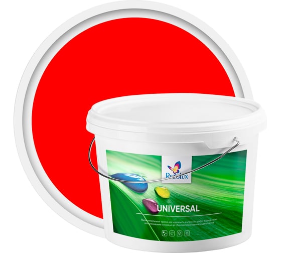 Изображение товара Резиновая краска Резолюкс Universal, 14 кг ярко-красный RAL3020 1493
