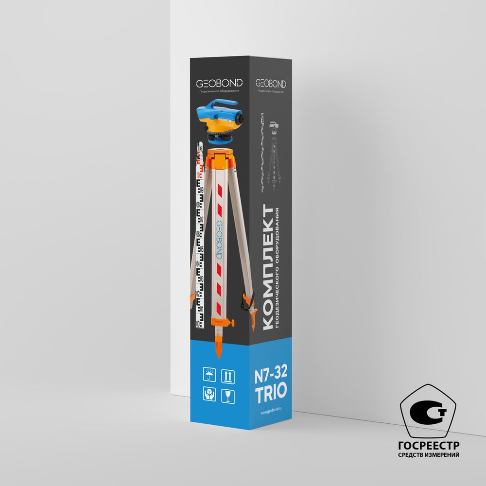 Изображение товара Профессиональный нивелир GEOBOND N7-32 TRIO с штативом и рейкой 5м