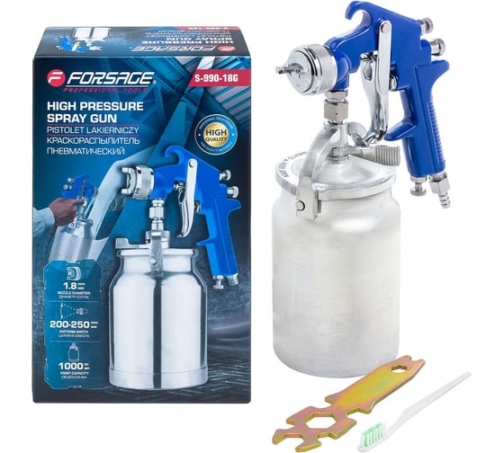 Изображение товара Краскораспылитель пневматический с нижним металлическим бачком Forsage 1000 мл F-S-990-18G(61567)