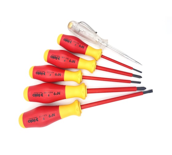 Изображение товара Набор диэлектрических отверток Felo SL/PZ, отвертка тестер сети, 6 шт 91396198