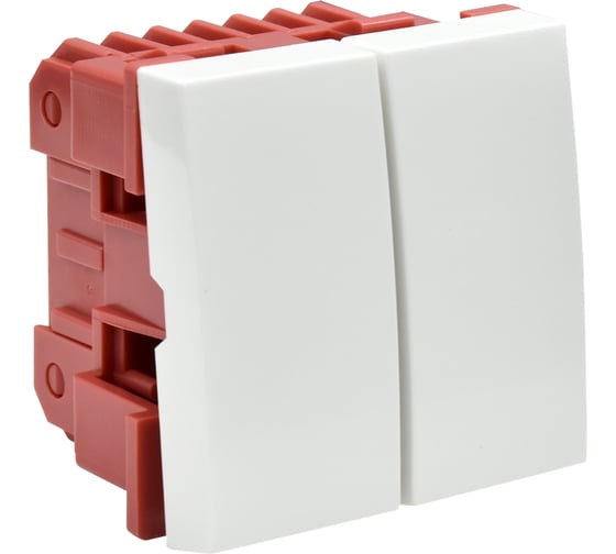 Изображение товара Выключатель проходной IEK ВК4-22-00-П (переключатель) двухклавишный (на 2 модуля) ПРАЙМЕР белый CKK-40D-PD2-K01