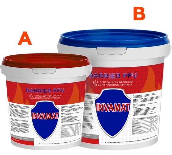 Изображение товара Огнезащитный состав для ППУ INVAMAT BARRIER 690 комплект 30 кг 1010