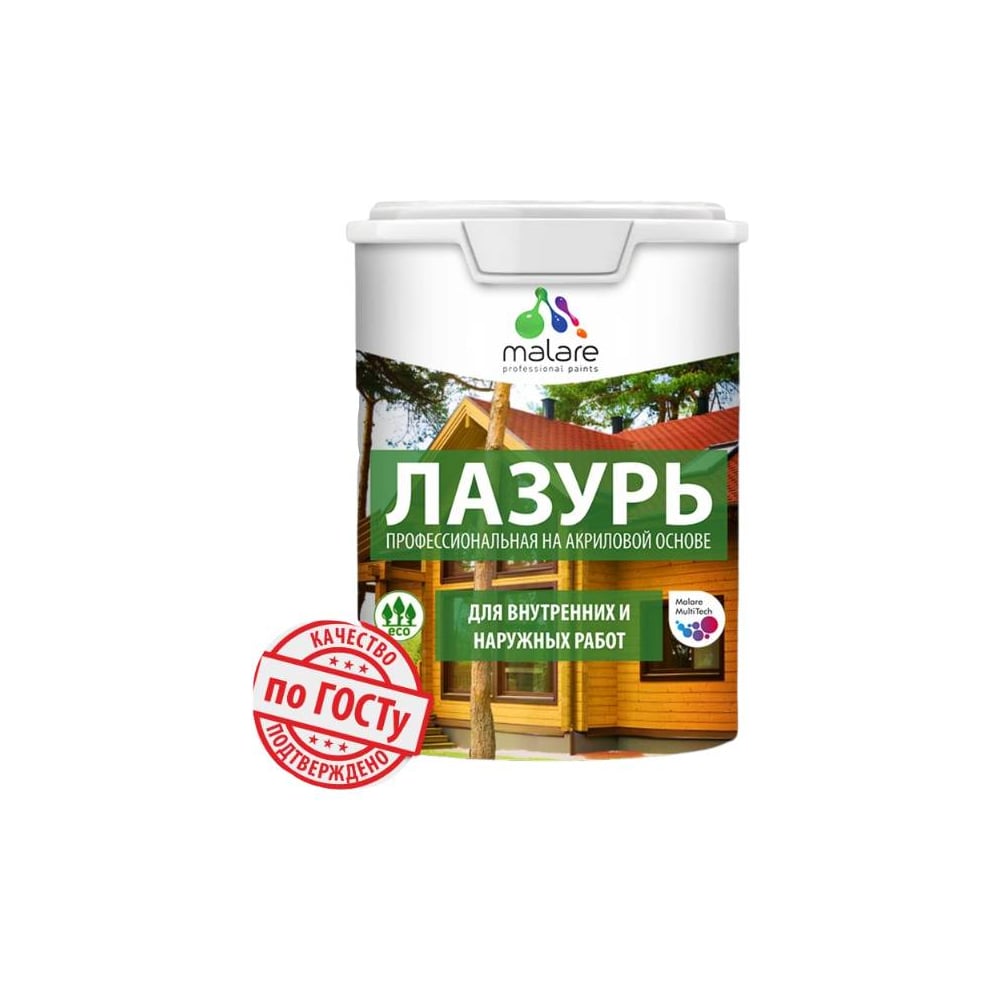 Изображение товара Лазурь-антисептик MALARE Professional для дерева 1,8 кг орех быстросохнущая без запаха