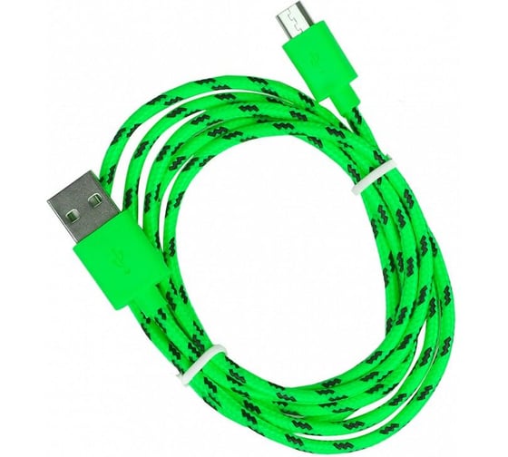 Изображение товара Дата-кабель SMARTBUY USB - micro USB нейлон, длина 1 м, зеленый iK-12n green