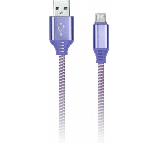 Изображение товара Дата-кабель SMARTBUY MicroUSB кабель в нейлоновой оплетке Socks 1 м, 2А, фиолетовый iK-12NS violet