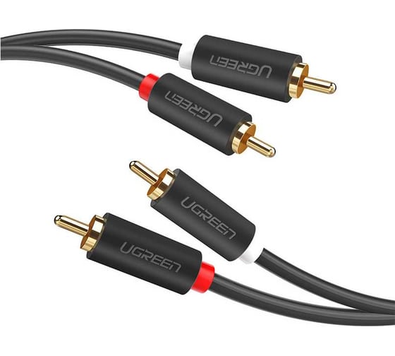 Изображение товара Кабель Ugreen AV104 2RCA Male to 2RCA Male Cable, 2м, черный 10518_