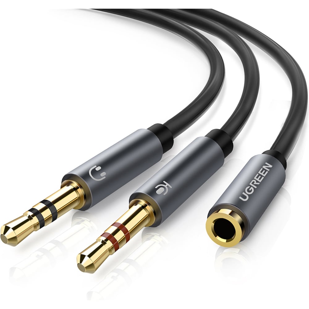 Изображение товара Кабель Ugreen AV140 Dual 3.5mm Male To 3.5mm Female 20см