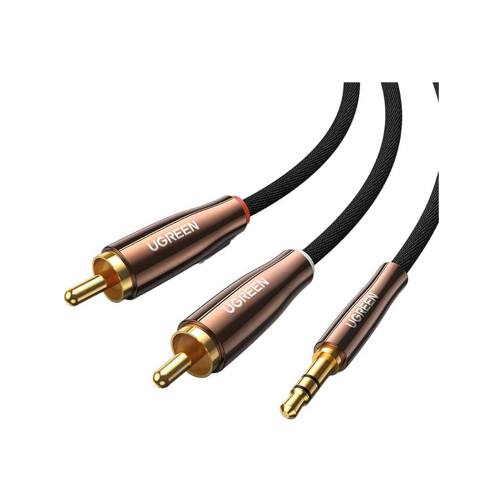 Изображение товара Кабель Ugreen AV170 3.5mm Male to 2 RCA Copper Case Braided 1м черный