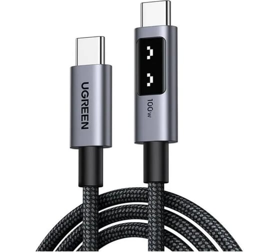 Изображение товара Кабель Ugreen L509 UNO Type C 2.0 Male To Type C 2.0 Male Robot 5A Data Cable, 3м, черный/серый 35513_