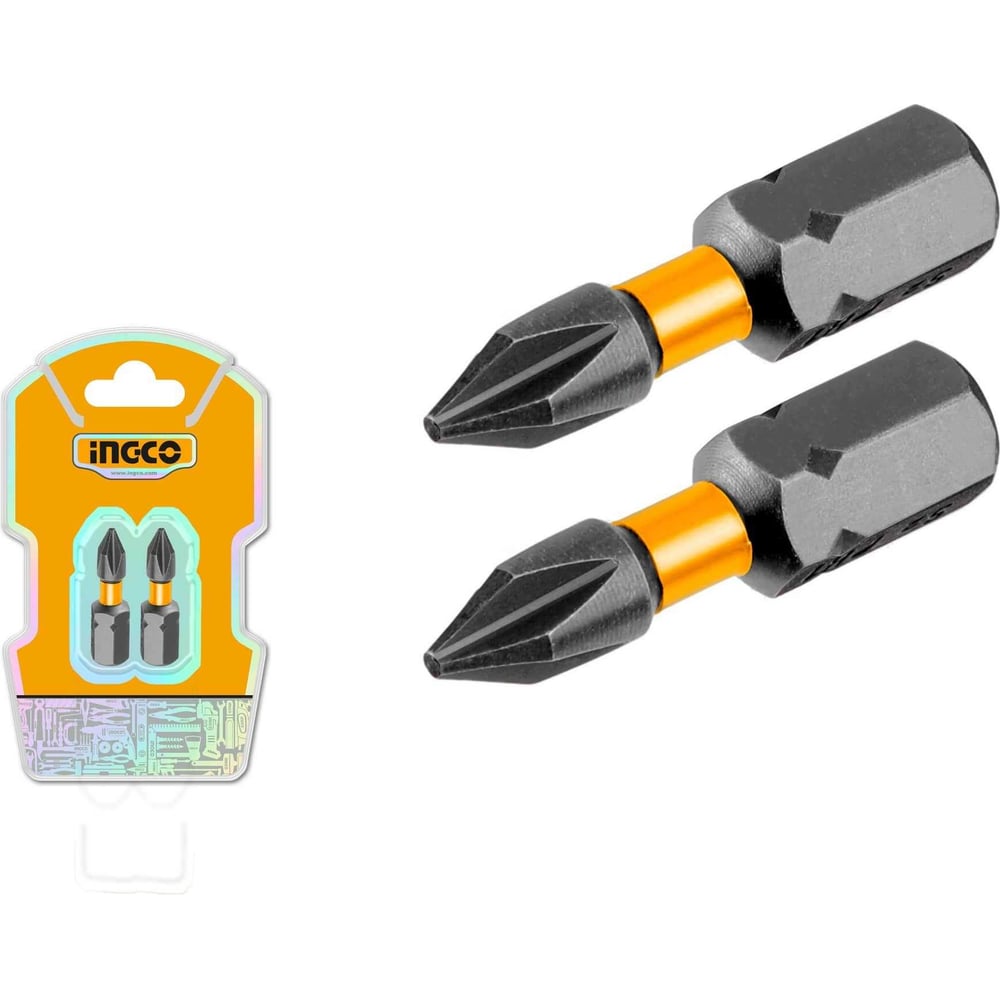 Ударная бита INGCO SUPER INDUSTRIAL S2, PH2x25мм, 2шт. SDBIM71PH225