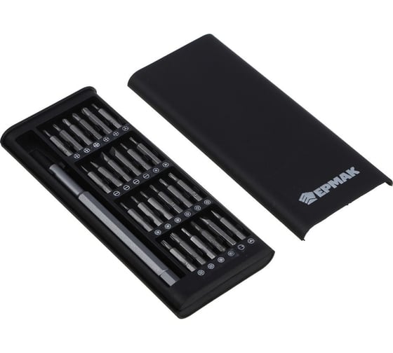 Изображение товара Набор для точных работ 25 в 1 ЕРМАК отвертка + биты 24 шт., фосфоритовые, 25 мм, кейс пластик 736-264