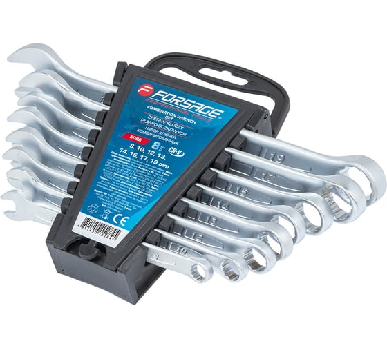 Изображение товара Набор ключей комбинированныхForsage 8 предметов (8, 10, 12-15, 17, 19 мм) на пластиковом держателе F-5086(17111)