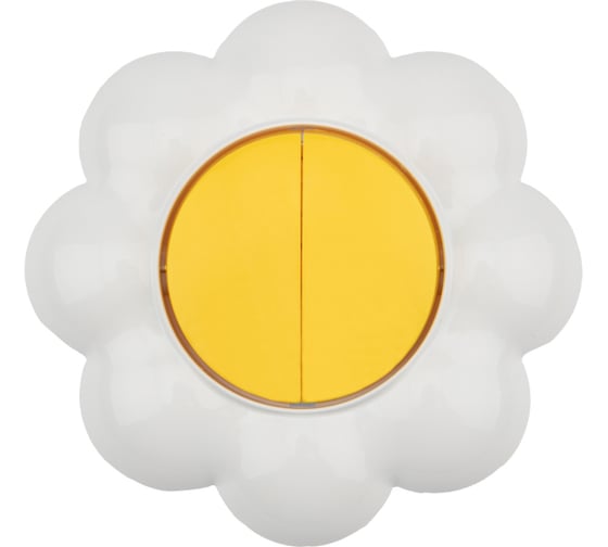 Изображение товара Двухклавишный выключатель KRANZ Ромашка, скрытая установка, желтый/белый KR-78-0621