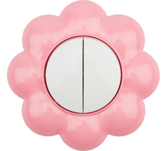 Изображение товара Двухклавишный выключатель KRANZ Цветок, скрытая установка, белый/розовый KR-78-0624