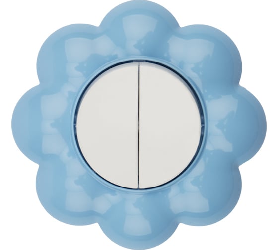 Изображение товара Двухклавишный выключатель KRANZ Цветок, скрытая установка, белый/голубой KR-78-0627