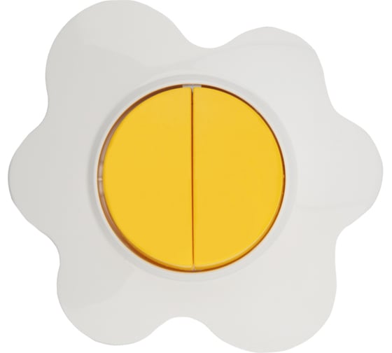 Изображение товара Двухклавишный выключатель KRANZ Яичница, скрытая установка, желтый/белый KR-78-0630