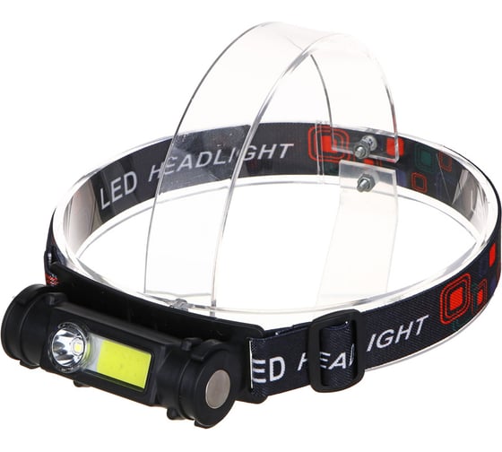 Изображение товара Фонарь налобный ЕРМАК 800мАч, 1 COB, 1 LED, 2 режима, пластик, 100x32x33 мм 221-081