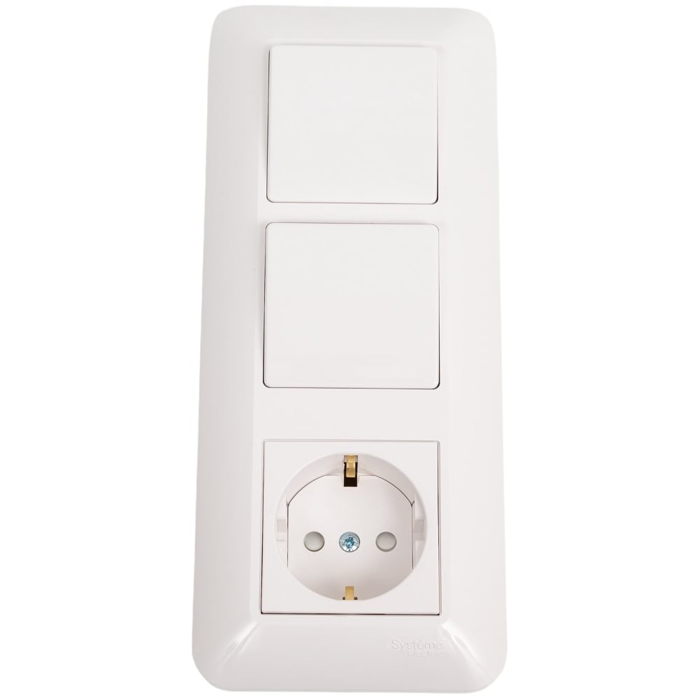 Изображение товара Розетка с заземлением и выключателями Blanca Systeme Electric BK2VR 008V BI белая