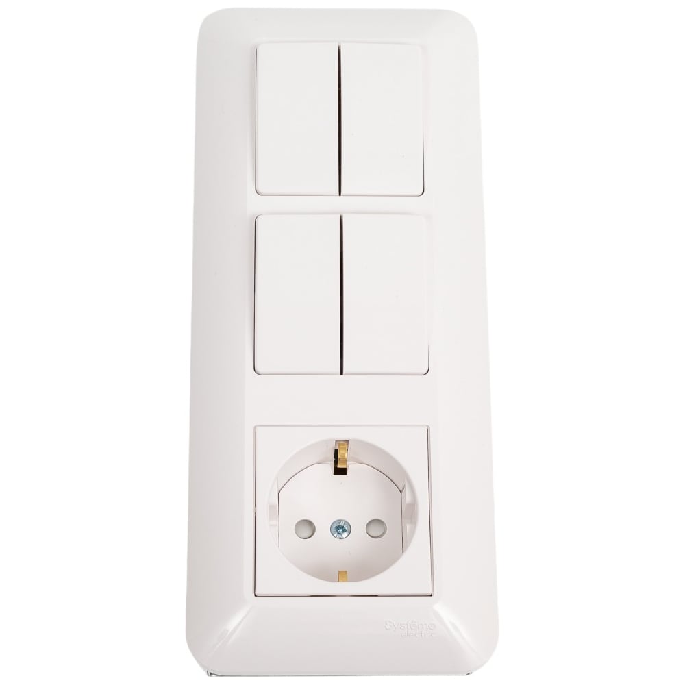Изображение товара Розетка с заземлением и выключателями Systeme Electric BLANCA 1 розетка 2 клавиши белый