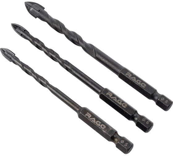 Изображение товара Набор сверл по стеклу и керамике RAGE Quadro-X HEX 3 шт. 550123