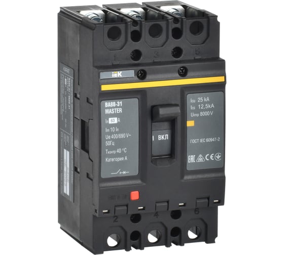 Изображение товара Выключатель автоматический IEK ВА88-31 3Р 63А 25кА MASTER SVA00-3-0063-02