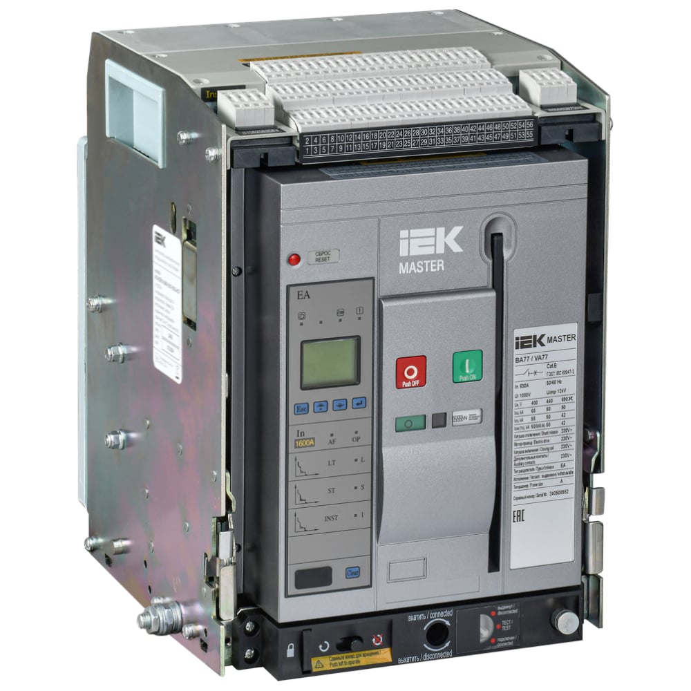 Изображение товара Автоматический воздушный выключатель IEK AC ВА77 W3P 630А 65кА IP30