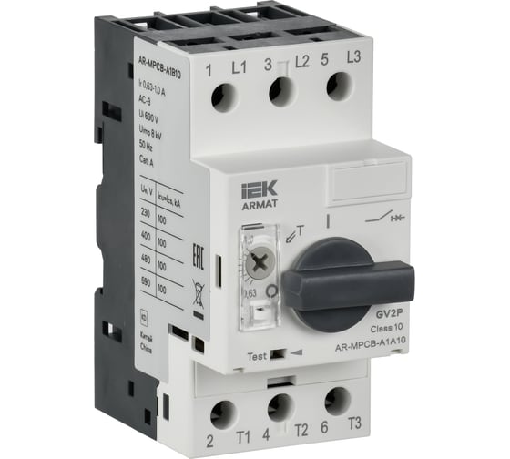 Изображение товара Автоматический выключатель защиты двигателя IEK ARMAT A1 GV2P 0,63-1А AR-MPCB-A1B10