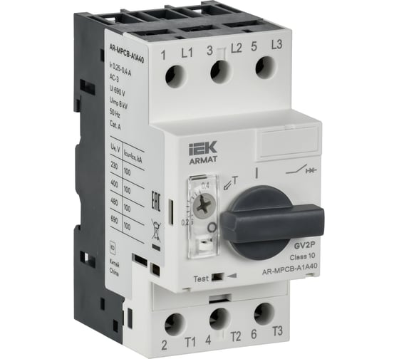 Изображение товара Автоматический выключатель защиты двигателя IEK ARMAT A1 GV2P 0,24-0,4А AR-MPCB-A1A40