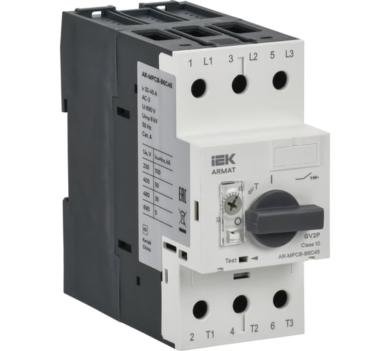 Изображение товара Автоматический выключатель защиты двигателя IEK ARMAT B6 GV2P 32-45А AR-MPCB-B6C45